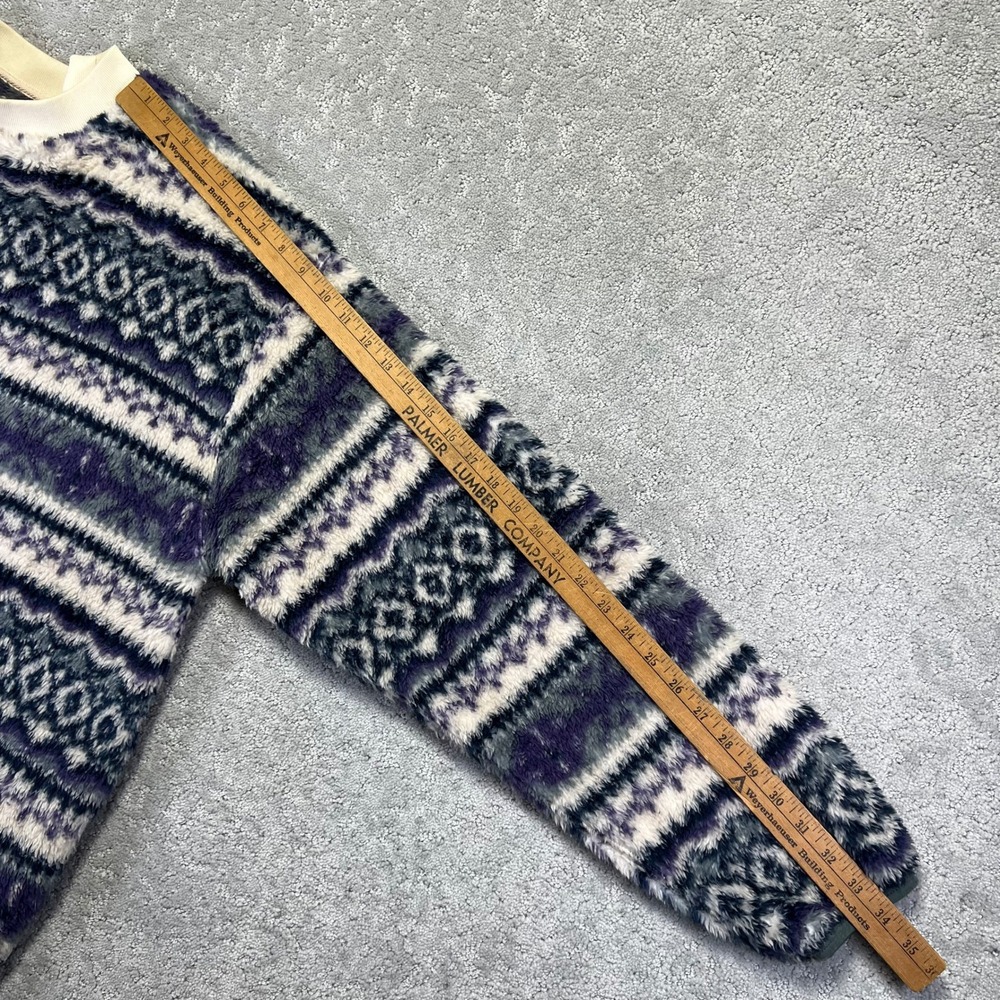 Beams Fleece Pullover Sweater Size Large Nordic Fair Isle Striped Crewneck Japan - Picture 11 of 14